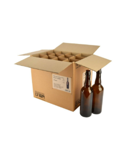 Bouteille à Bière 75 Cl en Verre Brun avec Casier COMBI – Pack de 12 Bouteilles Style Bouchon Mécanique