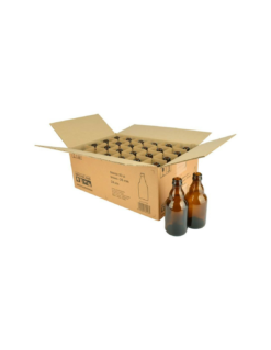 Caisse de 24 Bouteilles de Bière Steinie 33cl Brunes – Capsules 26mm avec Casier de Rangement
