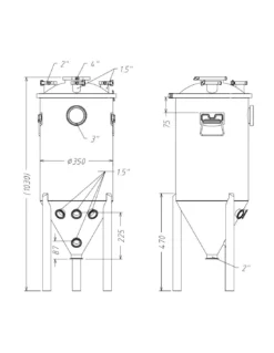 Conicus Pro 55L Stainless Steel Conical Fermenter – Pressure Rated with 3-Inch Sight Glass -AUTO BRASSEUR cuve de fermentation 55l en inox conicus pro 8