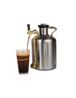 GrowlerWerks UKeg 64 Acier Inoxydable – Growler Pressurisé avec Robinet et Manomètre (1,9 L)